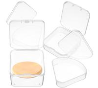 WRITWAA 4pcs Makeup Puff Boxes Small Cosmetic Sponge Box Plastic Portable Easy to Take Makeup Accessories for Outdoor Travel and Cosmetic Bag Storage