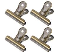 WRITWAA 4pcs Metal Bulldog Binder Clips Small Antique Spring Steel Paper Clamps Sturdy Versatile Retro Food Bag Clamps for Home Office School DIY Photo Grid