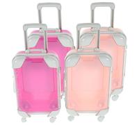 WRITWAA 4pcs Mini Suitcase Makeup Box for Women Portable Travel Eyelash Box Storage for Fake Eyelashes and Travel Makeup Organization
