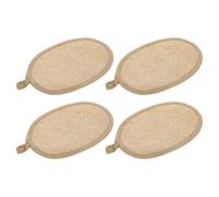 WRITWAA 4Pcs Natural Loofah Bath Scrubber Set with Strap, Exfoliating Loofah Sponge Pads for Body and Face, Skin Exfoliator Back Scrubber Suitable for Men and Women Shower Use