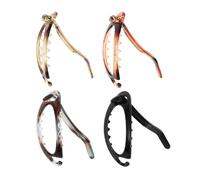 WRITWAA 4pcs Oval French Hair Barrettes Hair Bun Clips for Women Fine Retro Bright Surface Ponytail Holders Multi-color Set for Everyday Styling