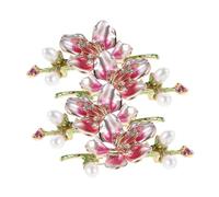 WRITWAA 4Pcs Pearl Rhinestone Flower Brooch Alloy Suit Lapel Pins Elegant Collar Accessories for Women Cheongsam Decoration Durable Shiny Vintage Style