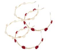 WRITWAA 4pcs Pearl Rose Leaf Headband Set Retro Flower Hair Accessories for Wedding Bridal Headpiece Decorative Hair Jewelry for Women