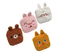 WRITWAA 4pcs Plush Menstrual Pad Bags Waterproof and Wear Resistant Polyester Cosmetic Coin Holders in Assorted Colours for Travel and Everyday Storage Random Color