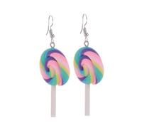 WRITWAA 4Pcs Polymer Clay Lollipop Earrings for Women, Cute Dangle Ear Jewelry Set, Lightweight Cartoon Accessories for Parties and Daily Wear