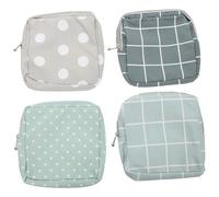 WRITWAA 4pcs Portable Period Pouch Sanitary Pad Storage Bag for Compact Multi-Purpose Polyester Cotton Holder for Indoor and Shopping Use