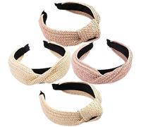 WRITWAA 4pcs Raffia Headbands Beach Women Hair Accessory Woven Vintage Party Raffia Headdresses