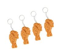 WRITWAA 4pcs Realistic Fried Chicken Leg Keychain Set Unique Miniature Chicken Wing Pendants for Bags Car Keys Fun Accessories PVC Material