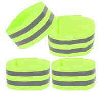 WRITWAA 4pcs Reflective Wristbands with Adjustable Elastic Webbing | Green Strip Design, Highly Visible from Far Away, Comfortable Fit for Runners, Workers, Pets