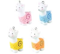 WRITWAA 4pcs Resin Alpaca Charms for DIY Key Chain Making and Necklace Pendant, Cute Cartoon Alpaca Decoration Charm in Assorted Colours, for Bag Or Handbag Accessories