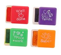 WRITWAA 4Pcs S Craft Stamps with Encouraging Comments for Scrapbooking DIY Decorative Craft Seals for Teachers Labels and Cards