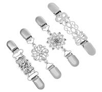 WRITWAA 4pcs Silver Sweater Chain Clips for Women, Vintage Alloy Cardigan Clips with Decorative Function, Holding Scarf Ends Together, Stylish and Classic Accessory for Dresses and Shawls