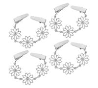 WRITWAA 4pcs Sweater Closure Clips for Women, Silver Alloy Rounded Shawl Fasteners, Vintage Style Sweater Clasp with Secure Fit and Easy to Use Design, for Elegant Dresses and Commutes