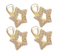 WRITWAA 4pcs Teeth Grill Caps for Women Men Hollow Star Rhinestone Tooth Jewelry Nonpermanent Golden Hip Hop Mouth Charms for Costume Party Easy Installation and Removable Bling Accessory