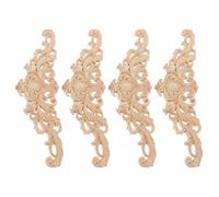 WRITWAA 4pcs Wooden Carved Onlay Applique Decorative Paintable Wood DIY Appliques Carving Patterns Classic Taste for Window and Cupboard Decoration