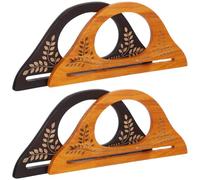 WRITWAA 4pcs Wooden D-Shaped Bag Handles Replacement Grip for Crochet Purse Accessories Retro Style Sturdy for Shopping Bags