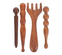 WRITWAA 4pcs Wooden Reflexology Sticks Foot Hand Massage Wooden Stick Tools Thai Face Neck Back Waist Massager Trigger Points Light Brown