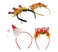 WRITWAA 4pcs Year's Party Headband Happy Year Tinsel Tiara Year Eve Hairbands Glitter Star Headband for Eve Party Decorations