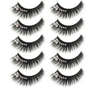 WRITWAA 5 Pairs Dramatic Fake Eyelashes with Diamond Gems, Long Voluminous False Lashes for Latin Dance Performance and Stage Makeup