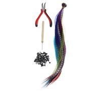 WRITWAA 50Pcs Decorative Hair Extensions Kit with Synthetic Hair Rings Crochet Hook and Plier Tool for Colorful Braiding in Random Colors Random Color