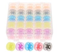 WRITWAA 50pcs Plastic Sewing Machine Bobbins with Scratch-Resistant and Smooth Threading Features, Secure Groove Design, Includes Storage Case for Garment Alterations and Random Color
