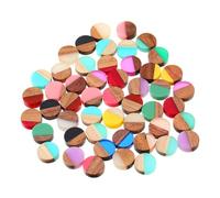 WRITWAA 50pcs round Resin Wooden Earring Pendants DIY Accessories Jewelry Making Charms Assorted Color for Jewelry Making Random Color