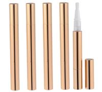 WRITWAA 5pcs Bright Gold Empty Nail Polish Pens Cosmetic Applicators Liquid Foundation Bottles Travel Friendly Refillable Twist Tubes for Makeup Lip Gloss and Nail Art