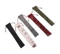 WRITWAA 5pcs Chinese Hand Fan Pouch Cotton Drawstring Storage Bag Protective Cover for Folding Fans Vintage Khaki Grey Black Red Green Portable for Cultural Events and Travel