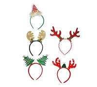 WRITWAA 5Pcs Christmas Hair Bands Lightweight Non Fading Party Headbands with Festive Deer Antlers and Tree Designs for Holiday Cosplay