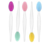 WRITWAA 5pcs Double Sided Silicone Lip Scrub Brush Exfoliating Tool for Gentle and Intense Lip Care Soft Bristles Lemon Royal