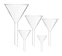 WRITWAA 5pcs Glass Triangle Funnels Set with Long Stem, Temperature Resistant Laboratory Filtering Funnels for Chemistry Experiments, Sizes 30/40/50/60/75mm, Laboratory Equipment for