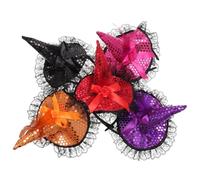 WRITWAA 5Pcs Halloween Hair Accessories Vibrant Sequin Witch Headbands for Cosplay Festive Celebrations Random Styles in Red Purple Orange Black for Parties Themed Events