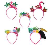 WRITWAA 5pcs Hawaiian Flamingo Hairband: Tropical Coconut Tree Palm Leaves Flower Headband for Summer Beach Luau Parties Celebrations Hair Accessories
