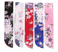 WRITWAA 5pcs Japanese Folding Hand Fan Bag Pouch Protector for Lightweight Travel Small Floral Pattern