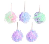 WRITWAA 5pcs Mesh Bath Sponge Set for Women and Men, Soft Texture Pe Material with Creative Design, Bathing Accessories to Relax Yourself and Exfoliate Skin Random Color