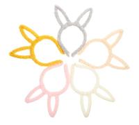 WRITWAA 5pcs Plush Rabbit Ear Hairband Set, Comfortable the Touch Lightweight Headwear for Washing Your Face or Halloween Role Play, Stylish Bunny Ear Design Accessories Random Color