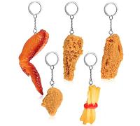WRITWAA 5pcs Realistic Chicken Keychain Chicken Wing French Fries Food Keychain