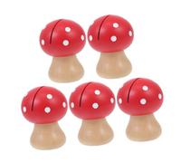 WRITWAA 5Pcs Red Wooden Mushroom Photo Clips Message Holders Desktop Adornments for Memo Card Display Creative Name Card Clamps Decorative Home Office Accessories