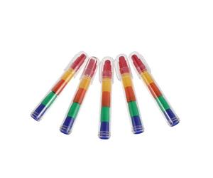 WRITWAA 5pcs Stackable Mini Crayon Packs for Interchangeable Plastic Blocks and High Colour Saturation, Chunky Buildable Rainbow Crayons for Craft Cards and Office Use