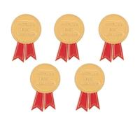 WRITWAA 5pcs Teacher Lapel Pin, Best Teacher Medal with Ribbon Design, Appreciation Gift for Educators, Coaches & Mentors, Alloy Brooch for Jackets, Bags