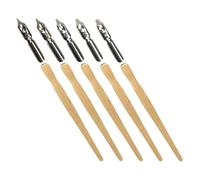 WRITWAA 5pcs Vintage Wooden Dip Pen Set with Metal Oblique Nibs for Calligraphy and Lettering, Sturdy Design with Smooth Ink Flow, for Writing and Sketching