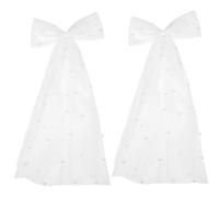 WRITWAA 5sets White Bow Bride to Be Veil Wedding Pearl Bow Veil Bridal Clip for Special Occasions 2pcs*5