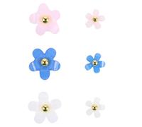 WRITWAA 6 Bags 3D Flower Beads Nail Charm: Five-Petal Flowers with Gold Silver Beads - Nail Art Charms Kit for Women Girls DIY Manicures Salon Accessories