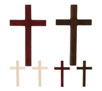 WRITWAA 6 Pcs Wooden Cross Shaped Adornments with Fine Craftsmanship, Not Easy to Fade and No Rust, Brown and Red Religious Prayer Crosses, Wonderful Detailed Romantic Decoration
