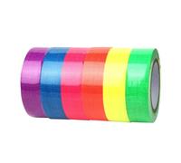 WRITWAA 6 Rolls Fluorescent UV Cotton Cloth Tape Assorted Neon Colors Blacklight Glow Tape for Party Stages Studios Decoration Reflective Glow for Holiday Events