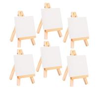 WRITWAA 6 Sets Mini Easels with DIY Blank Art Boards and Canvas Stands for Painting Portable Wooden Display Racks Suitable for Oil Watercolor and Pastel Artwork Creative and Adults