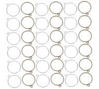 WRITWAA 60 Pcs Resin Jewelry Open Bezels Hollow Frames Pendants for DIY Necklace Earrings Bracelets Crafting Round Charms with Antique Blue and Bright Silver Colors Beginner Friendly