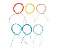 WRITWAA 6pcs Adjustable Handwoven Waxed Thread Bracelets with Beads Unique Boho Knitted String Friendship Jewelry for Men and Women for Summer Beach Outfits