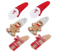 WRITWAA 6pcs Christmas Hair Clips Cute Santa Reindeer Gingerbread Designs Glitter Hair Accessories for Festival Barrettes for Christmas Parties
