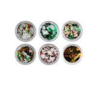 WRITWAA 6pcs Christmas Manicure Nail Stickers Glitter Snowflake Star Shapes Nail Decoration for Handmade Time and Festive Art